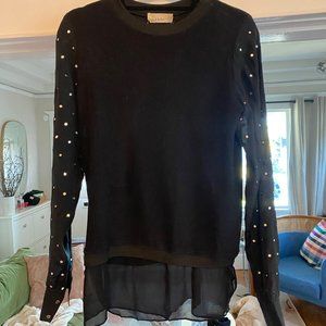 Nicole Miller Artelier Mixed Media Sweatshirt